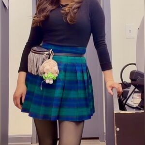 Forever 21 Green and Blue Plaid Skater Skirt